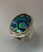 Sterling Silver and 14k Yellow Gold Abalone Shell Ring