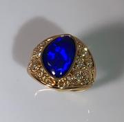 14k Yellow Gold Australian Black Opal and Diamond Ring