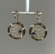 14k White Gold Blue Diamond Filigree Earrings