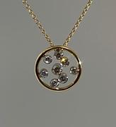 14k Yellow and 14k White Gold Diamond Bubble Pendant