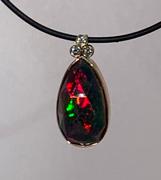 14k Yellow Gold Ethiopian Black and Diamond Pendant