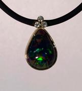 14kt Yellow Gold Black Opal and Diamond Pendant