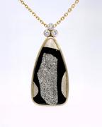 14kt Yellow Gold Titanium Black Druzy Quartz