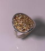 Sterling Silver and 14kt Yellow Gold Filagree Ring