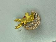 14k Yellow Gold Diamond Deer Pin