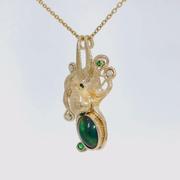 14kt Yellow Gold Ethopian Opal & Tsavorite Garnet Pendant