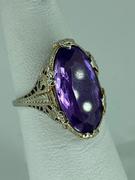  14k White Gold Amethyst Filigree Ring