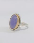 Sterling Silver & 14kt Yellow Gold Purple Jade Ring