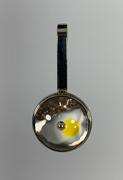 14k White Gold Bacon and Egg Pendant