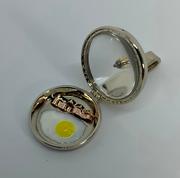 14k White Gold Bacon and Egg Pendant