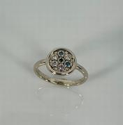 14k White Gold Blue and White Diamond Bubble Ring