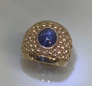 14k Yellow Gold Star Sapphire Ring