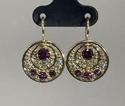 14kt Yellow Gold Rhodolite Garnet and Diamond Earrings