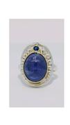 S/S & 14kt yellow gold tanzanite and sapphire ring