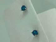 14k White Gold Irrid Blue Diamond Earrings