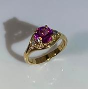 14kt Pyrope and Diamond Ring