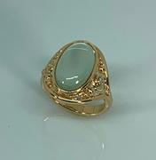 14k Yellow Gold Moonstone and Diamond Ring