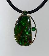 14kYellow Gold Ammonite and Tsavorite Pendant