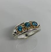 Sterling Silver and 14k Yellow Gold Blue Zircon Ring