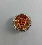 Sterling Silver and 14k Yellow Gold Orange Poppy Topaz Firepit Ring