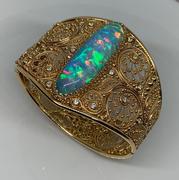 14k Yellow Gold Opal and Diamond Bracelet
