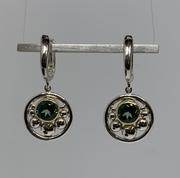Sterling Silver and 14k Yellow Gold Green Topaz Earrings