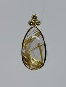 14k Yellow Gold Rutellite Quartz and Yellow Sapphire Pendant