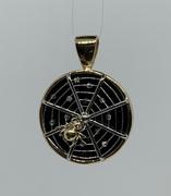 14k Yellow Gold and Platinum Black Onyx and Diamond Spider Pendant