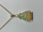 14k Yellow Gold Opal and Diamond Pendant