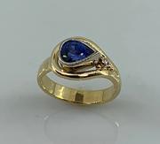 14k White and Yellow Gold Sapphire and Diamond Ring