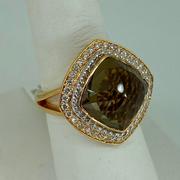14k Rose Gold Smoky Quartz and Diamond Ring
