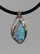 14kt Yellow Gold Australian Opal & Diamond Pendant