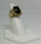 14k Yellow Gold Green Tourmaline and Diamond Ring