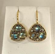 14K Two Tone Moonstone and Diamond Earring