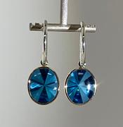 14k Yellow Gold & Sterling Silver Blue Topaz Earring
