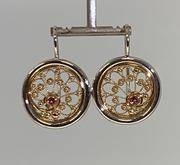 14k Yellow Gold & Sterling Silver Pink Topaz Earrings