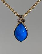 14kt Yellow Gold Hemimorphite & Diamond Pendant