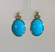 14kt Yellow Gold Sleeping Beauty Turquoise Earrings